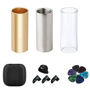 Guitar Slide, Set of 1 Glass Slide, 1 Steel Slide and 1 Brass Guitar Slide, B... - Picture 1 of 5