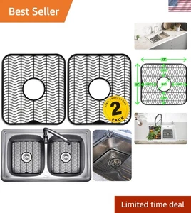 Elegante juego de alfombrillas protectoras de fregadero negras - Paquete de 2, 12 x 11 para máxima protección - Imagen 1 de 8