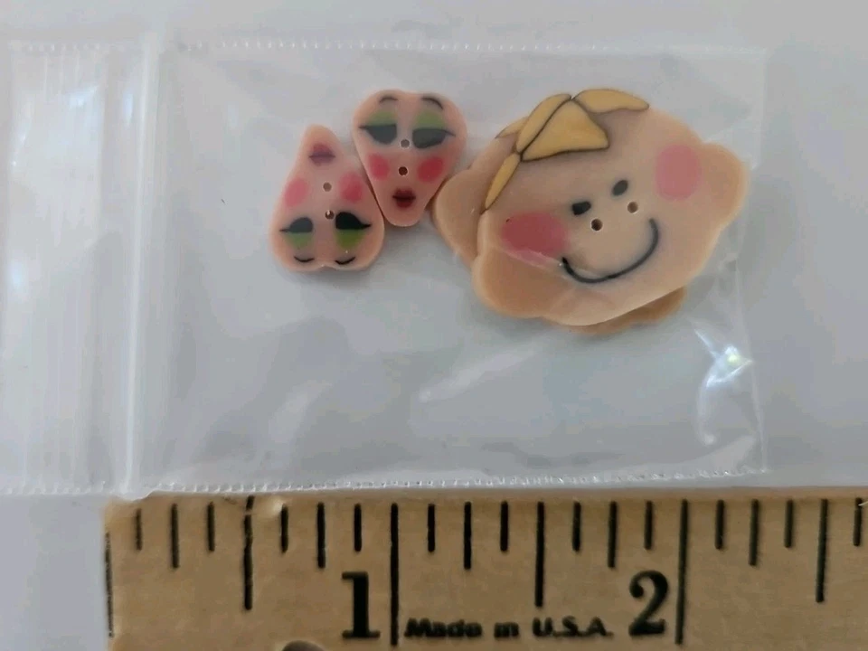 4X Just Another Button Company FACES Polymer Clay Buttons for Cross-Stitch - Image 1 of 1