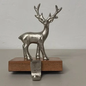 Gusseisen Hirsch Strumpfhalter Holzsockel rustikal Weihnachtsdeko - Bild 1 von 7