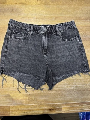 Pantalones Cortos Vaqueros Garage Para Mujer 13/31 Negros De Colección Corte Envejecido Tiro Alto Fray Foto 1 de 4