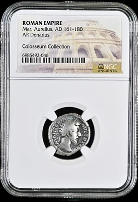 Roman Empire Marcus Aurelius AR Silver Denarius AD 161-180 NGC CERTIFIED GENUINE - Image 1 of 4