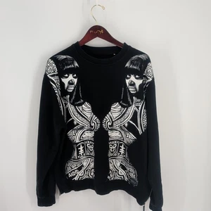 Akoo Brand Historical Tribal Glamour Graphic Side Zip Sweatshirt Black Size 2XL - Picture 1 of 9