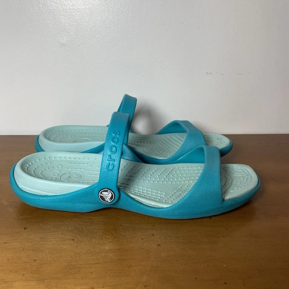 Crocs Cleo V Women’s Size 9 Shoes Blue Teal Slip On Comfort Comfortable Sandals - Image 1 of 4