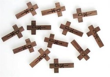 Rosenkranz-Material Holzkreuz Kreuz 4,6x2,6 cm mit Pax- gravur 12 St.Basteln Neu