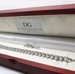 White gold finish heart cut created diamond bracelet gift box and bag gift idea - Picture 1 of 6