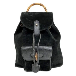 RARE!!!! Vintage Gucci Bamboo backpack Suede Leather Brack - Picture 1 of 9