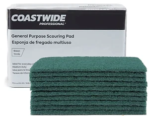 Coastwide Professional™ Medium Duty Scouring Pad, Green, 10/Pack - Picture 1 of 2