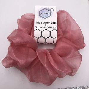 Cravatta per capelli donna scrunchies rosa organza fatta a mano taglia jumbo - Foto 1 di 3