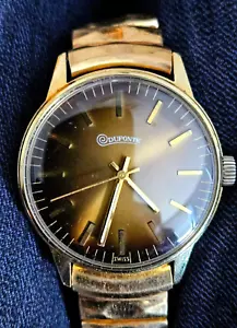 Vintage Dufonte by Lucien Piccard gold tone with brown face manual watch - Picture 1 of 7