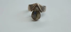 Vintage Sterling Silver & Labradorite Tear Drop Ring Size 8.5 - Picture 1 of 10