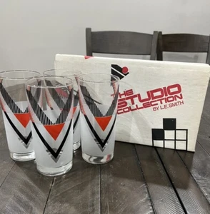Vintage LE Smith 1980s The Studio Collection Esprit Glasses Tumblers Retro RARE - Picture 1 of 9