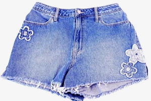 Hollister Ultra High-Rise Vintage Relaxed Mom Shorts Juniors 7 Floral Embroidery - Picture 1 of 8