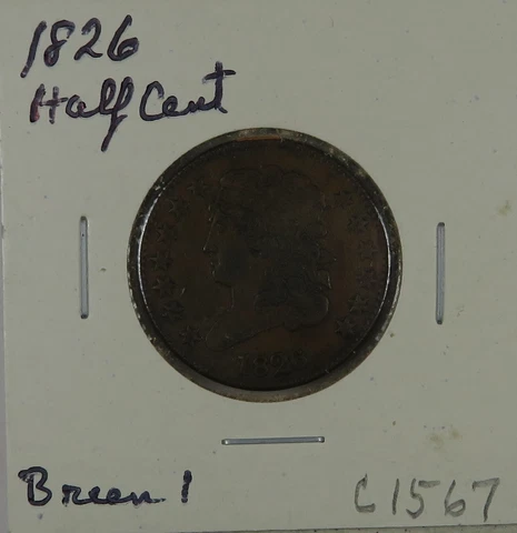C1567 United States Half Cent 1826, Breen 1 Cover