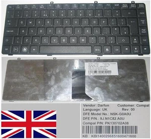 Keyboard qwerty UK Gateway TC7814C NSK-G0A0U 9J.N1C82.A0U KB.I1400.296 Black - Picture 1 of 1