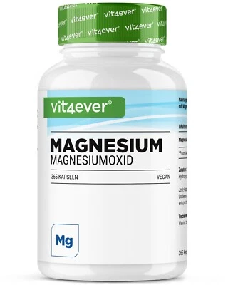 Magnesium MG 365 Kapseln 400mg Hochdosiert Knochen Zähne Vegan Vit4ever