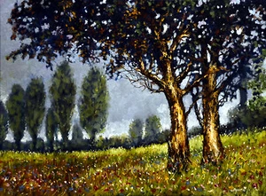 ORIGINAL STUART DAVIES "Soulmates" LANDSCAPE RURAL WOODLAND OIL PAINTING - Picture 1 of 1