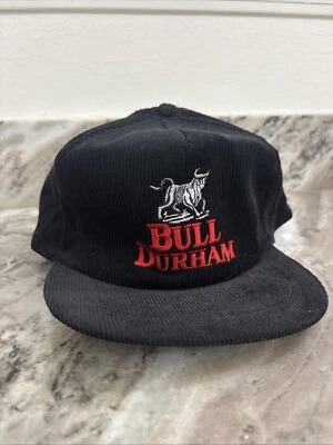 Nuevo de Lote Antiguo BULL DURHAM Snapback SOMBRERO CAMIONERO NEGRO Pana EE. UU. Tabaco Años 90 Foto 1 de 4