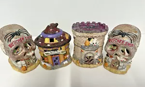 Halloween Keramik Glitzer Deko Totenkopf, Schloss, Spukhaus, Metzgerei - Bild 1 von 12