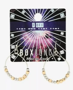 *NWT*BOXLUNCH*Morse Code*F OFF*Earrings*Silver & Gold*Dangle Hoop*EXPLICIT* - Picture 1 of 4