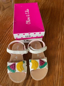 NEW in box: Olive & Edie toddler sandals girls, 8T, white, hook and loop closure - Picture 1 of 5