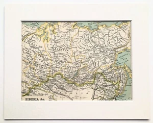 SIBERIA, RUSSIA c.1900 Antique Small Map by Bartholomew - Mounted Matted - Picture 1 of 1
