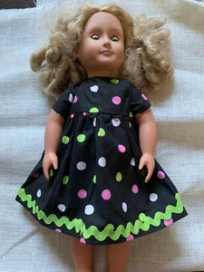 Vestido negro con lunares rosa blanco verde ropa para muñeca American Girl de 18" - Imagen 1 de 1