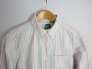 Neu LL Bean Oxford-Hemd Damen XS grün blau pink pfirsich gestreift LS Baumwolle - Bild 1 von 11