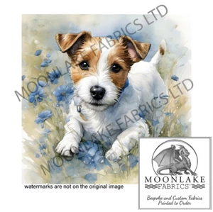 Cute little Jack Russell Pup 100% Cotton or 290gsm thick soft Polyester Fabric - Picture 1 of 3