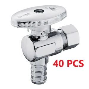 40PCS 1/2 Inch Pex X 3/8 Inch OD Brass 1/4 Turn Angle Stop Valve (LEAD-FREE) - Picture 1 of 2