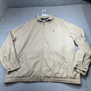 Polo Ralph Lauren Jacket Men 3LT Beige Bomber Collared Twill Golf Pony Bedford - Picture 1 of 18