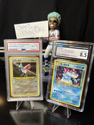 JAPANESE NEO GENESIS SKARMORY PSA 8 FERALIGATOR GOLD SILVER TO A NEW WORLD HOLO - Image 1 of 2