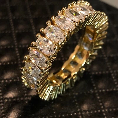 18k Gold Plated Eternity Ring made w/ Swarovski Crystal Anniversary Band Ring - Image 1 of 4