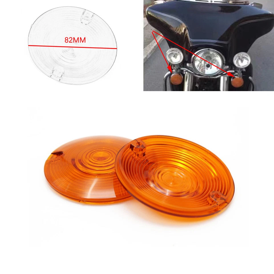 Cubierta de lente de señal de giro ámbar 2 piezas para Harley Touring Road King Heritage Softail Foto 1 de 4