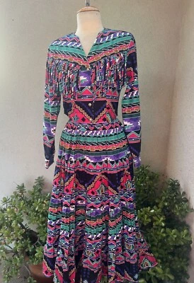 Vtg Southwest 80s Circle T Top Skirt Set XS/M Circle T - Image 1 of 4