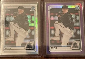 (2) lot MAX MEYER 2020 Bowman Chrome Draft 1st PURPLE /250 and Refractor - Picture 1 of 3
