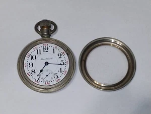 Vintage Illinois Watch Company 17 Jewel Nickel Silver Pocket Watch WORKS GREAT - Picture 1 of 13