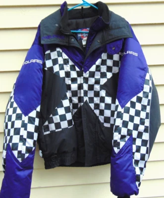 Vintage 90s Polaris Indy Snowmobile Jacket Coat Racing Snow Mens Checkered~XL - Image 1 of 4