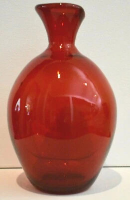 Midcentury Blown Glass Ruby Red Carafe Decanter 8" Tall Spouted - Image 1 of 4