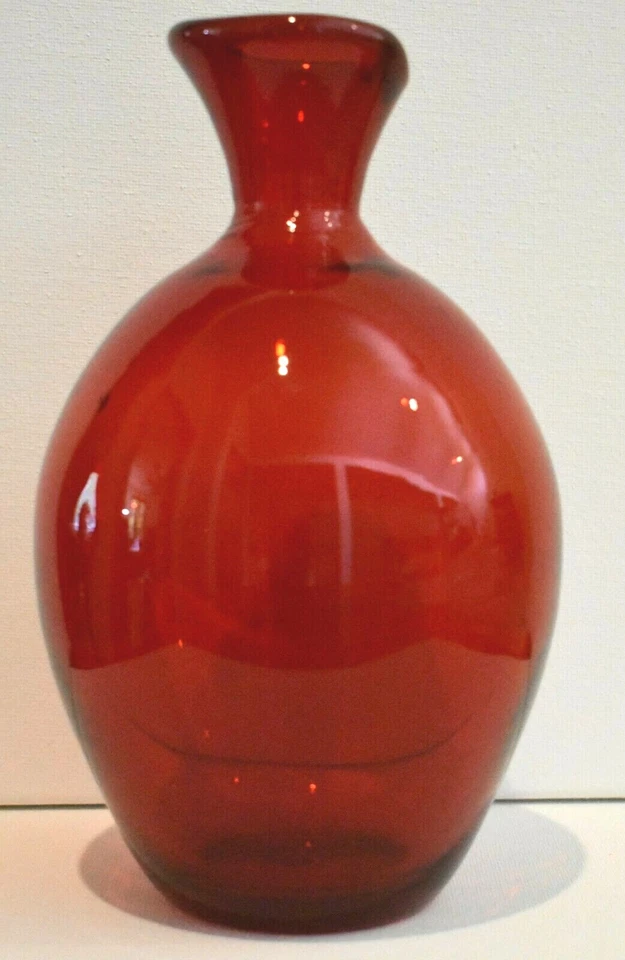 Midcentury Blown Glass Ruby Red Carafe Decanter 8" Tall Spouted - Image 1 of 4