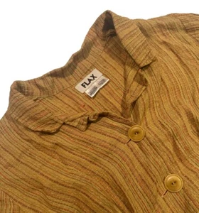 Flax Womens Orange & Yellow 100% Linen Jasmine Jacket  Autumn Leaves Size M - Picture 1 of 5