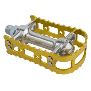 New MKS BM-7 Old School BMX Fixed Gear Flat Platform Bicycle Pedals 9/16" GOLD - Picture 1 of 1