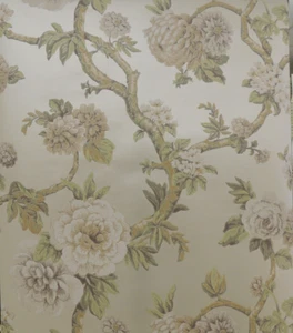 SCREEN PRINTED LOOK FLORAL VINE ON PEARL BACKGROUND UN-PASTED WALLPAPER # PR9061 - Picture 1 of 4