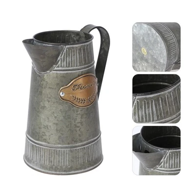 3 Stück antike Eisen Blumentopf Blumen Vase mit Griff Home Ornamente - Bild 1 von 4