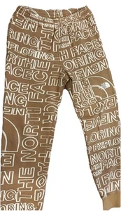 The North Face Camp Fleece Sweatpants Large Tan Joggers All-Over Print - Picture 1 of 7