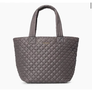 MZ Wallace Metro - Medium Deluxe Tote Travel Quilted Bag Magnet Gray Rec - Picture 1 of 5