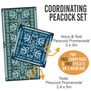 RECYCLED Coordinating Plastic Mat Set | Peacock Promenade Design - Picture 1 of 5