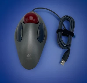 Optical Marble Mouse Logitech T-BC21 USB Trackball Ergonomic USB Wired Clean - Picture 1 of 6