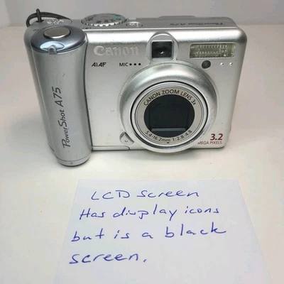 Canon Digital Camera PowerShot A75 3.2MP Silver Tested - Image 1 of 4