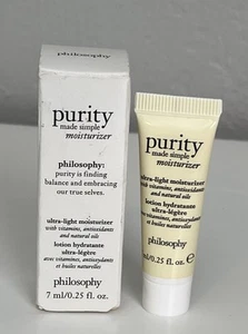 Crema hidratante simple Philosophy Purity Made ultraligera MINI 0,25 fl oz / 7 ml NUEVA - Imagen 1 de 3